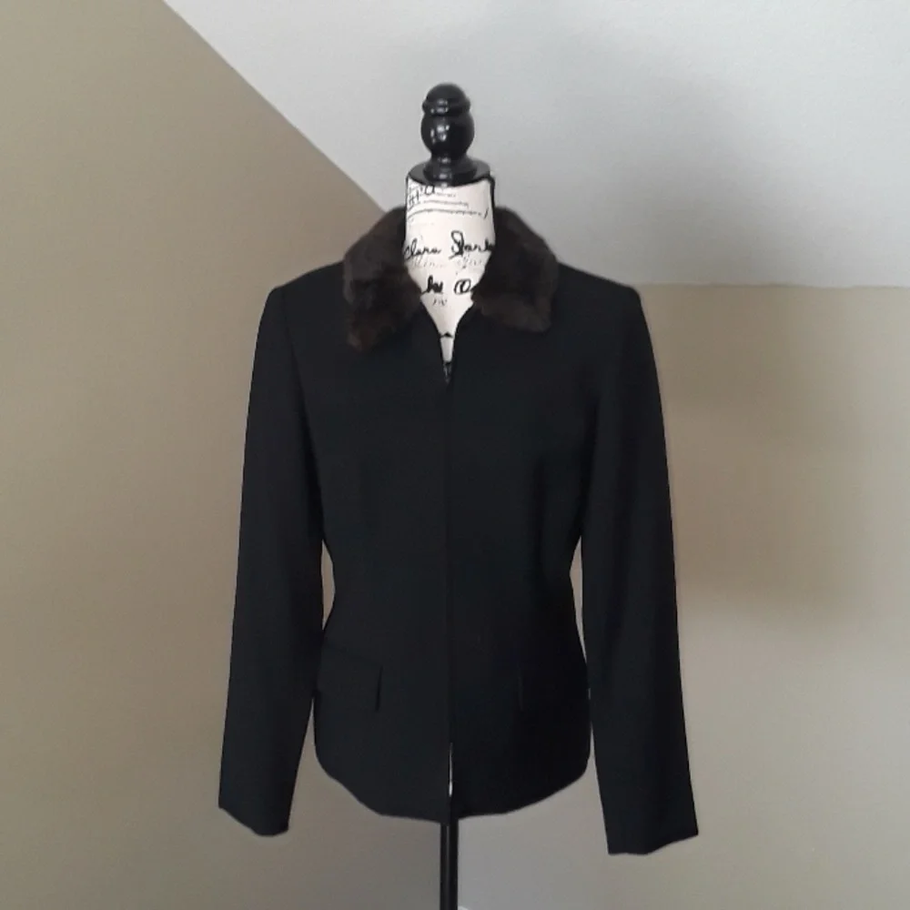 Jones New York Faux Fur Wool Blazer